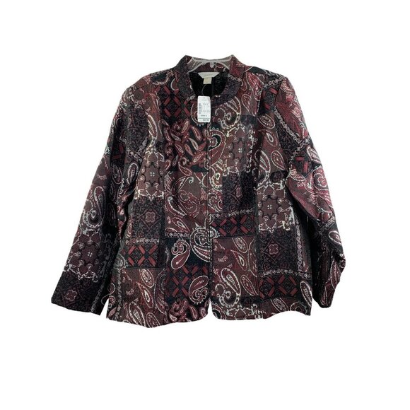 CJ Banks Women's Burgundy & Silver Blazer - Picture 1 of 6